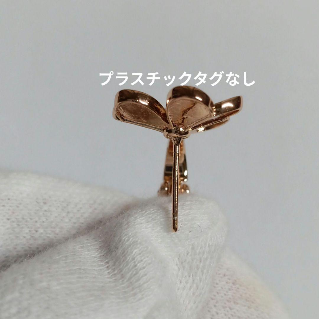 ハイクオリティ　三つ葉ピアス　フラワーピアス　ピンクゴールドカラー