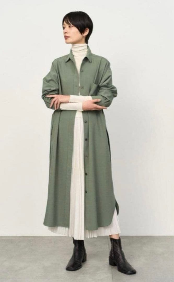 美品✨ SOEJU ソフトオックスシャツワンピース S カーキ 現行品