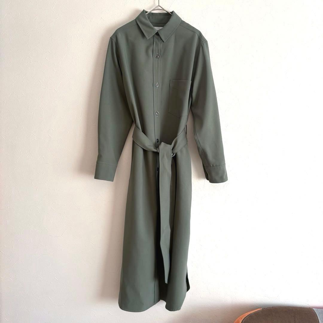 美品✨ SOEJU ソフトオックスシャツワンピース S カーキ 現行品