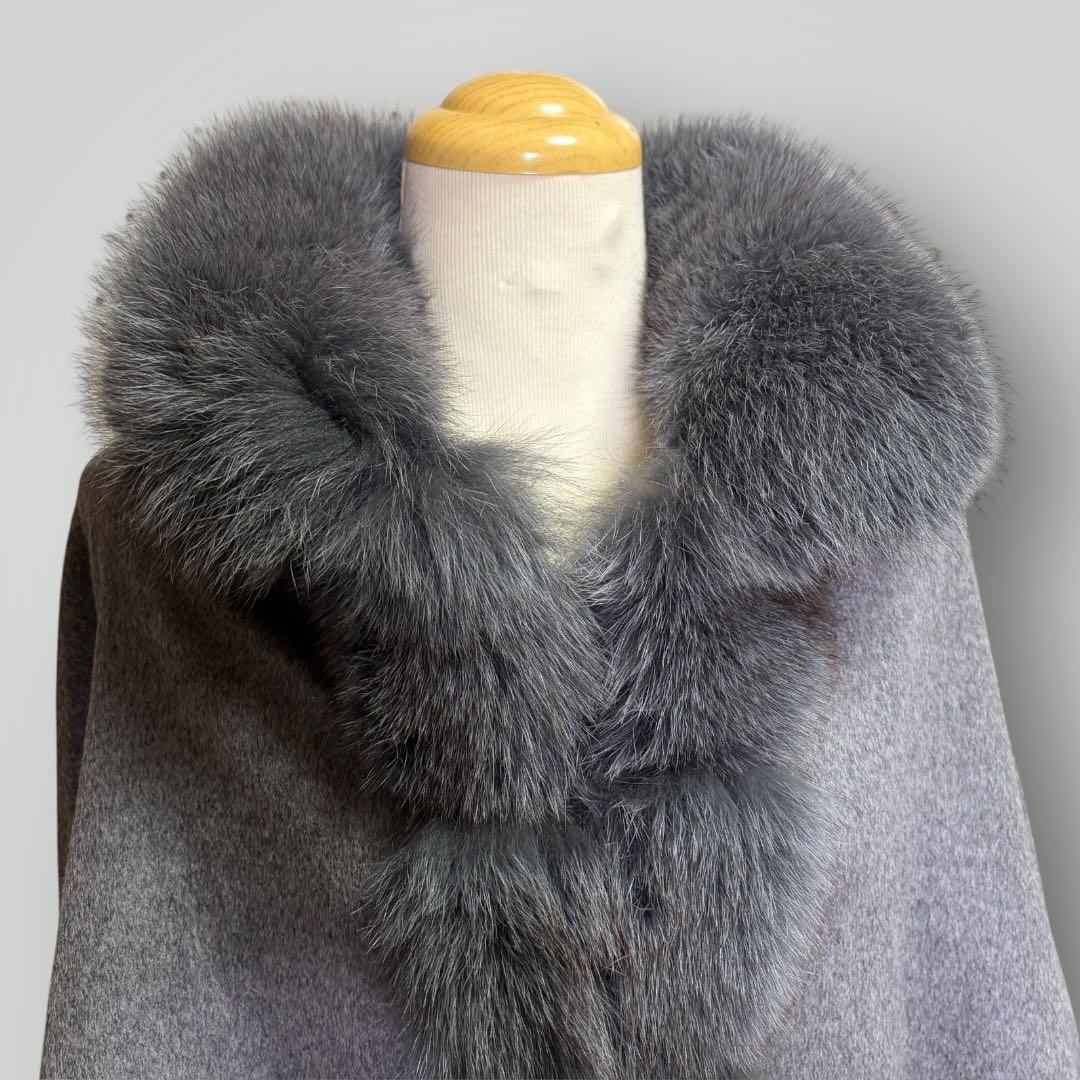 SAGA FURS ポンチョ ケープ カシミヤ ファー ブルーフォックス