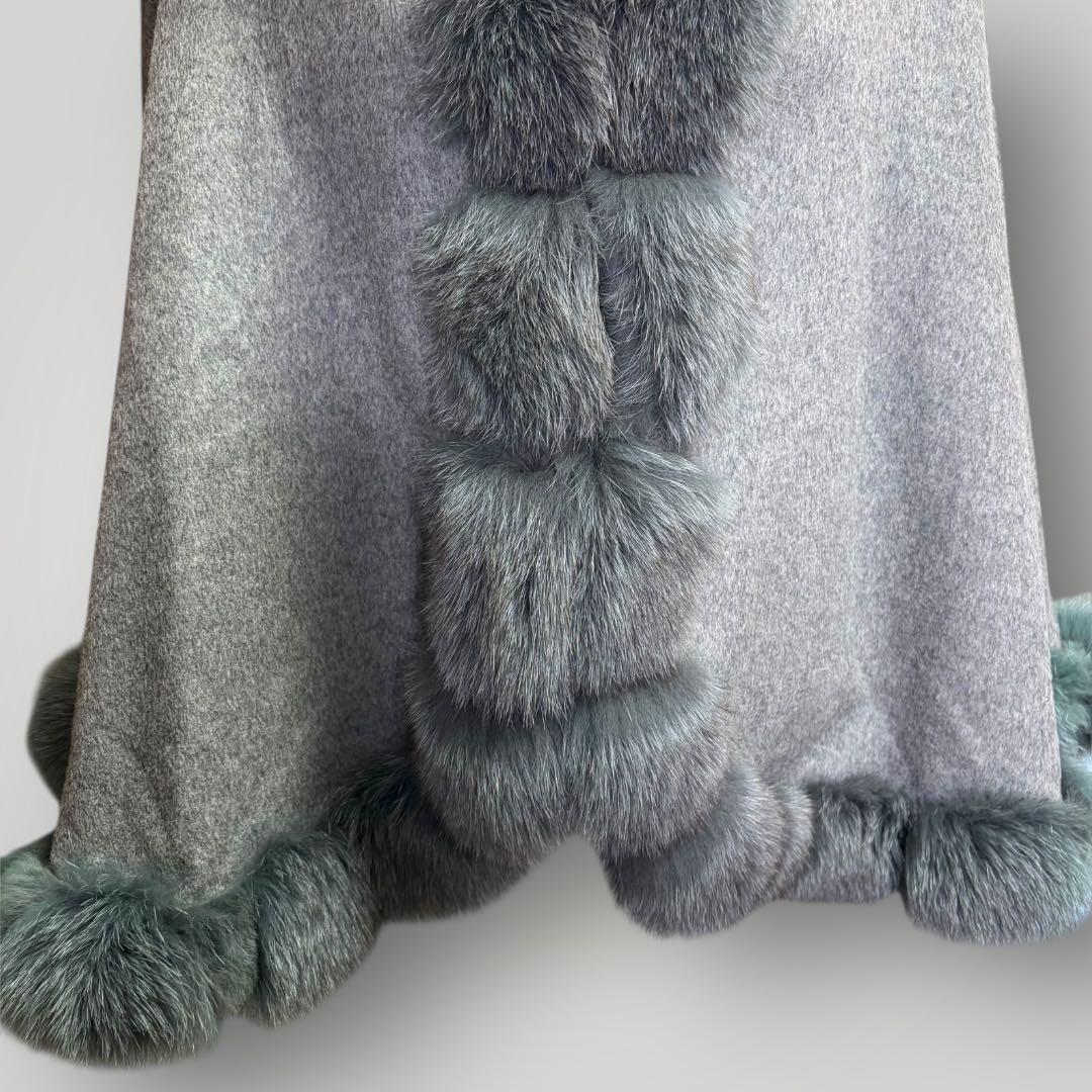 SAGA FURS ポンチョ ケープ カシミヤ ファー ブルーフォックス