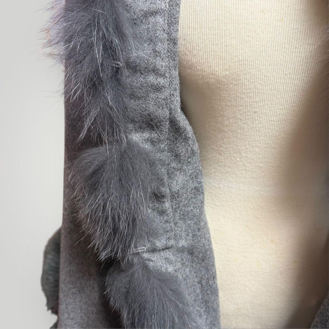 SAGA FURS ポンチョ ケープ カシミヤ ファー ブルーフォックス