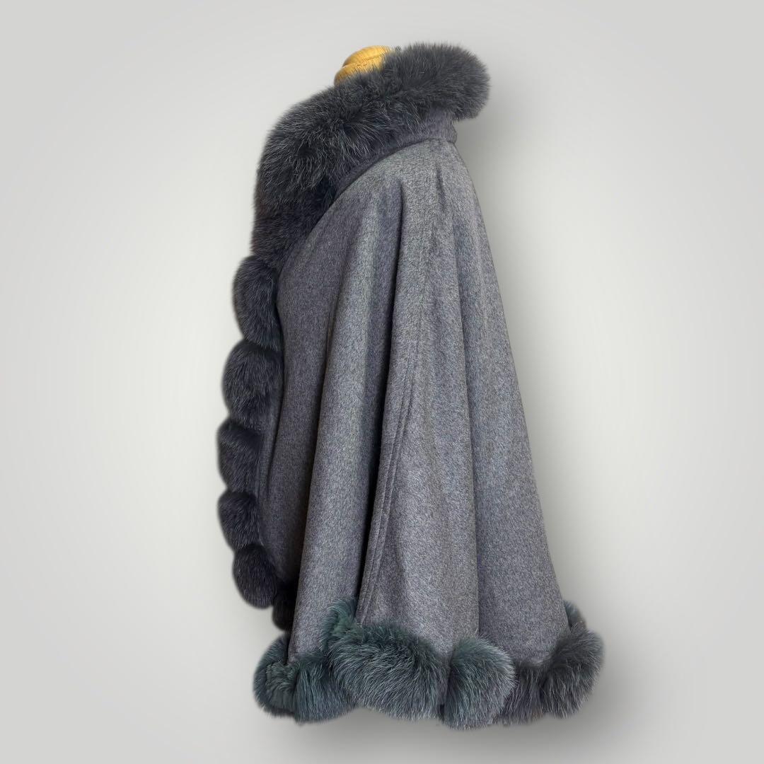 SAGA FURS ポンチョ ケープ カシミヤ ファー ブルーフォックス
