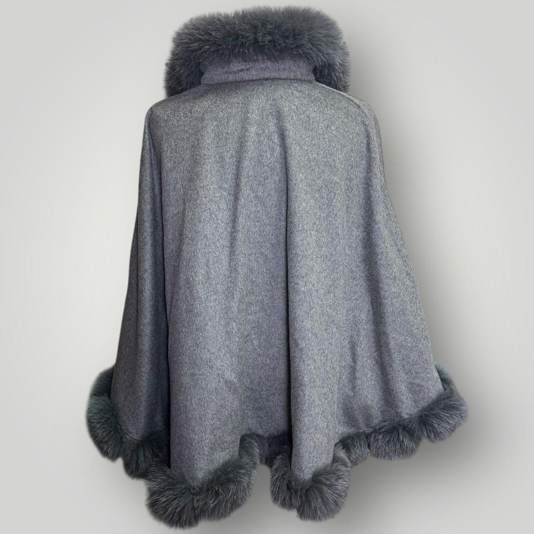 SAGA FURS ポンチョ ケープ カシミヤ ファー ブルーフォックス