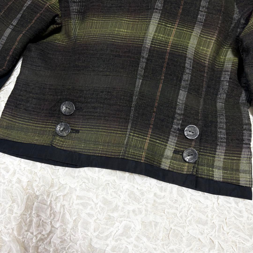 EIKO KONDO ダブルカラー ウール混 変形 ジャケット チェック XL