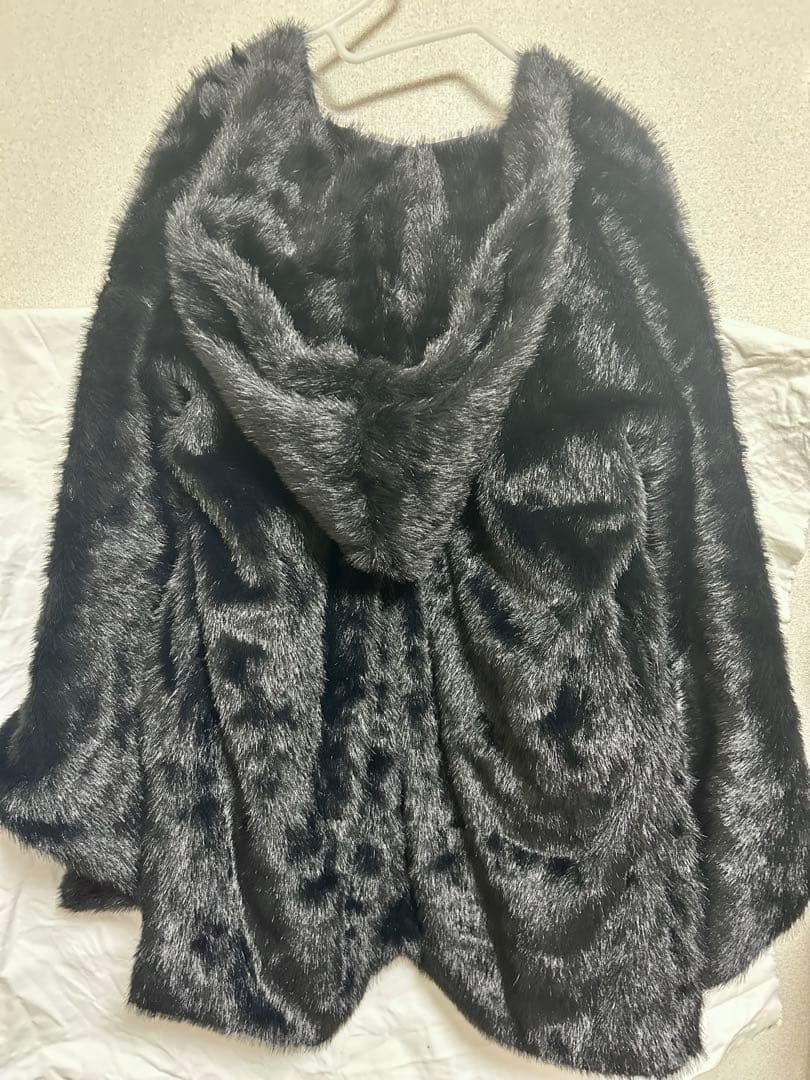 MISAMARU フェイクファーフード羽織 ブラック Lサイズ