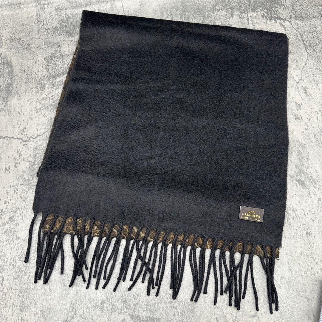 極美品 ピュアカシミヤ ロロピアーナ マフラー ペイズリー モザイク 総柄 茶色