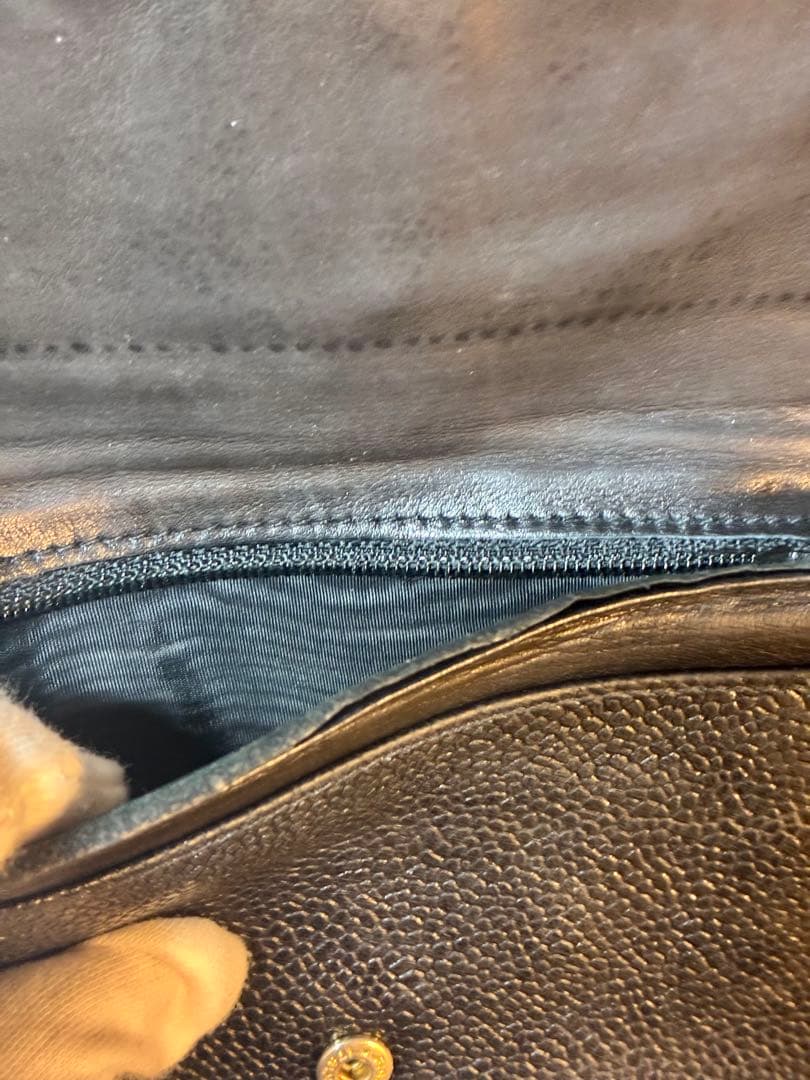 カブタロウサマ向け　CHANEL 二つ折り財布 ブラック レザー