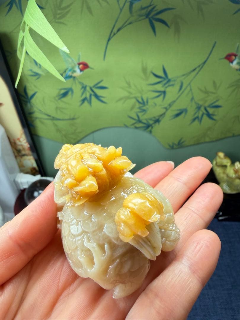 レア❣️天然無処理岫玉精工彫り、大気運⤴️大金運⤴️【吉獸】龍亀様置き物