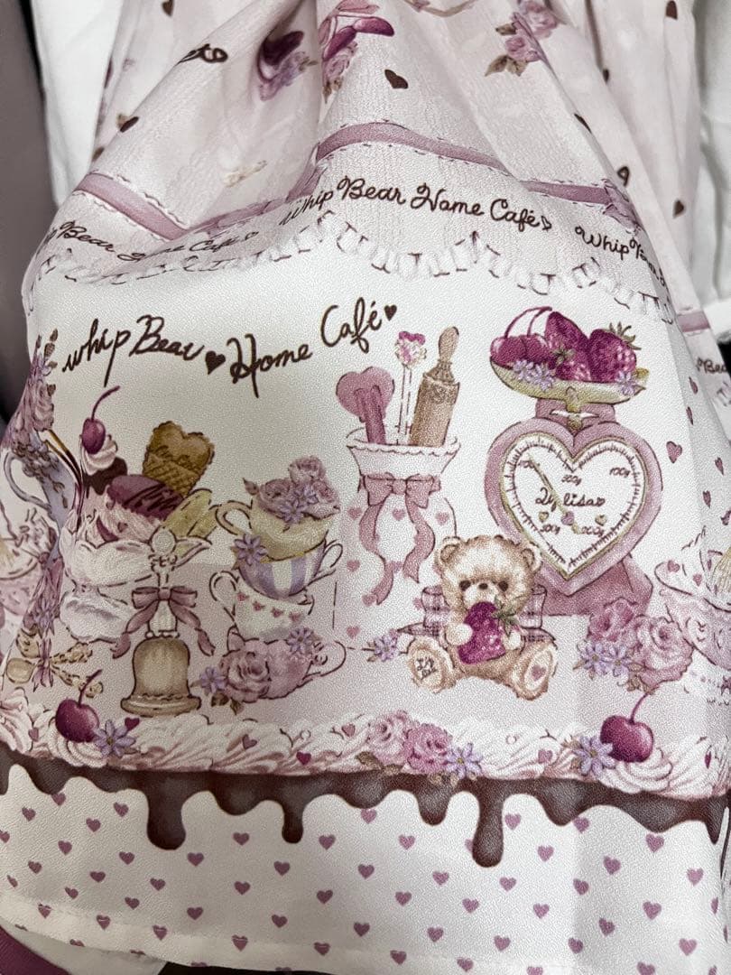 LIZLISA Whip Bear  Cafe柄ワンピース　ホワイト