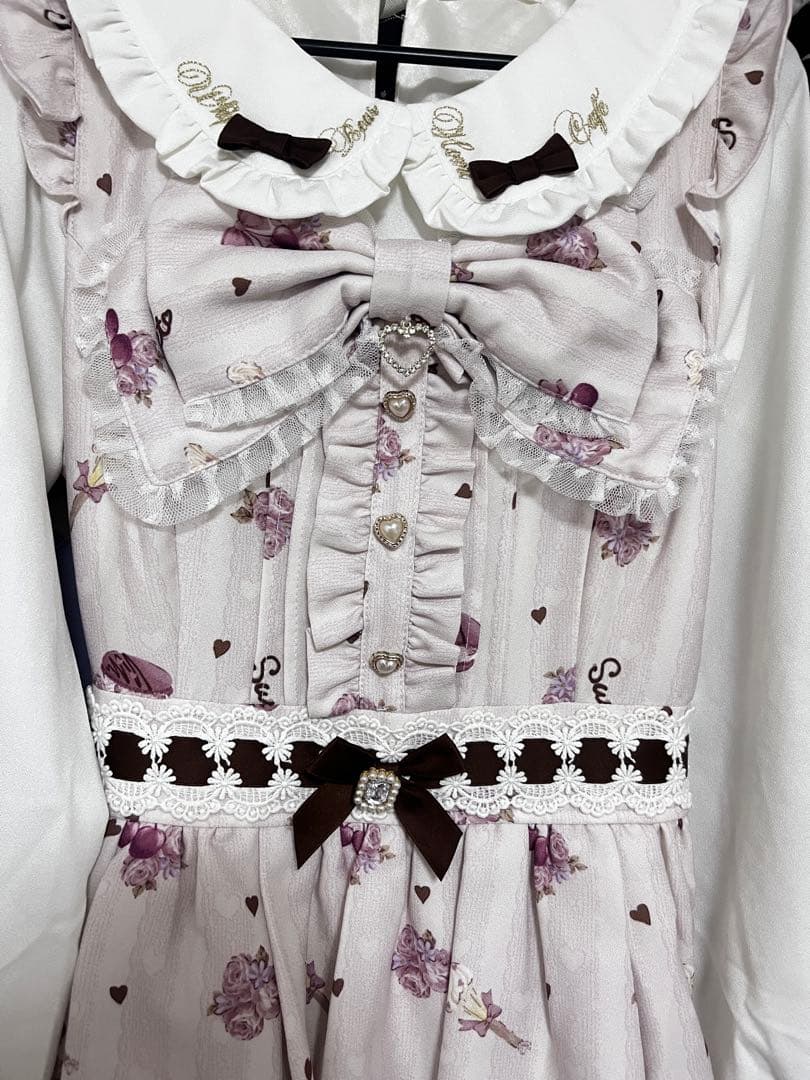 LIZLISA Whip Bear  Cafe柄ワンピース　ホワイト