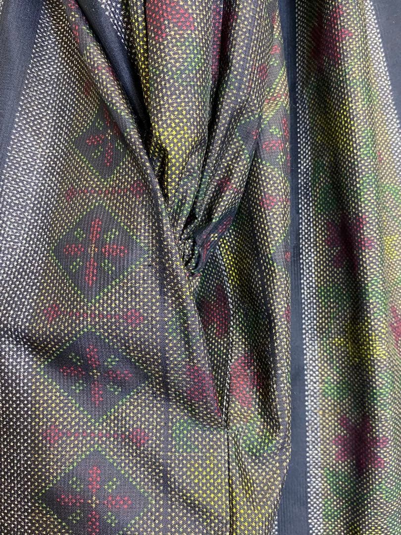 大島紬 フリル襟 ワンピース