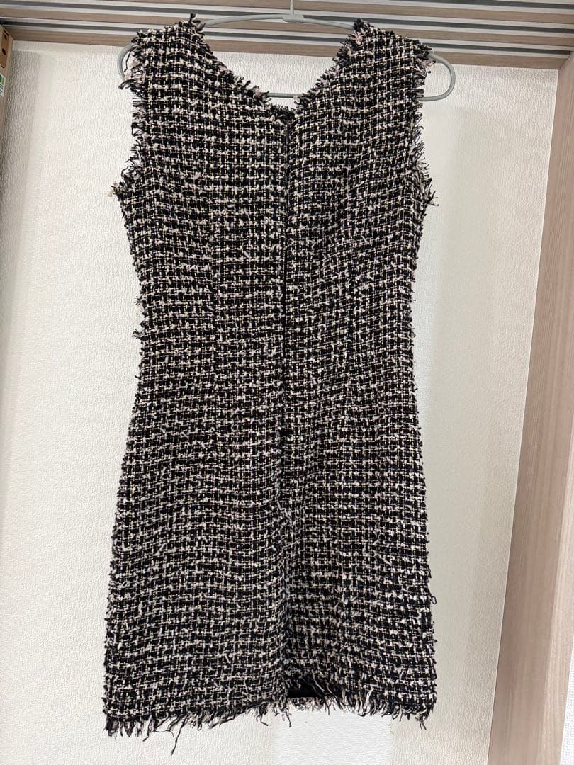 ROBE de FLEURS ツイード フロントジッパーミニドレス Sサイズ