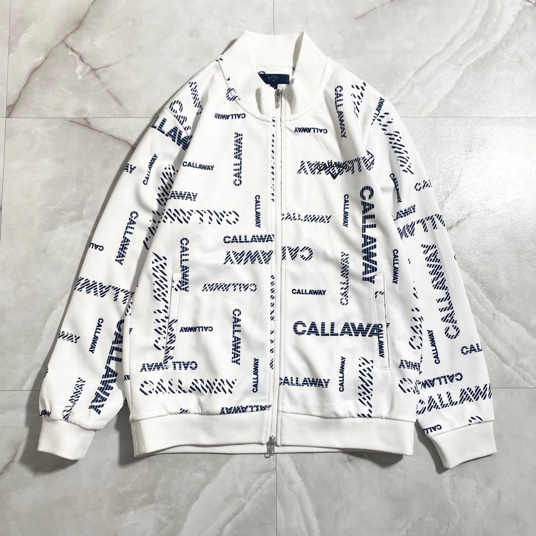 A18664 美品 キャロウェイ 総ロゴジップアップジャケット 白M メンズ