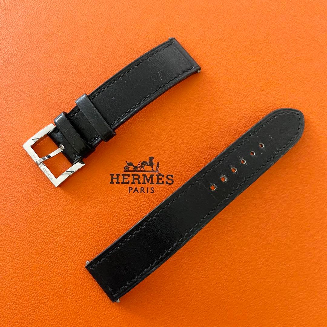 HERMES エルメス　腕時計　純正　ベルト　17mm用　ブラック　レザー □E