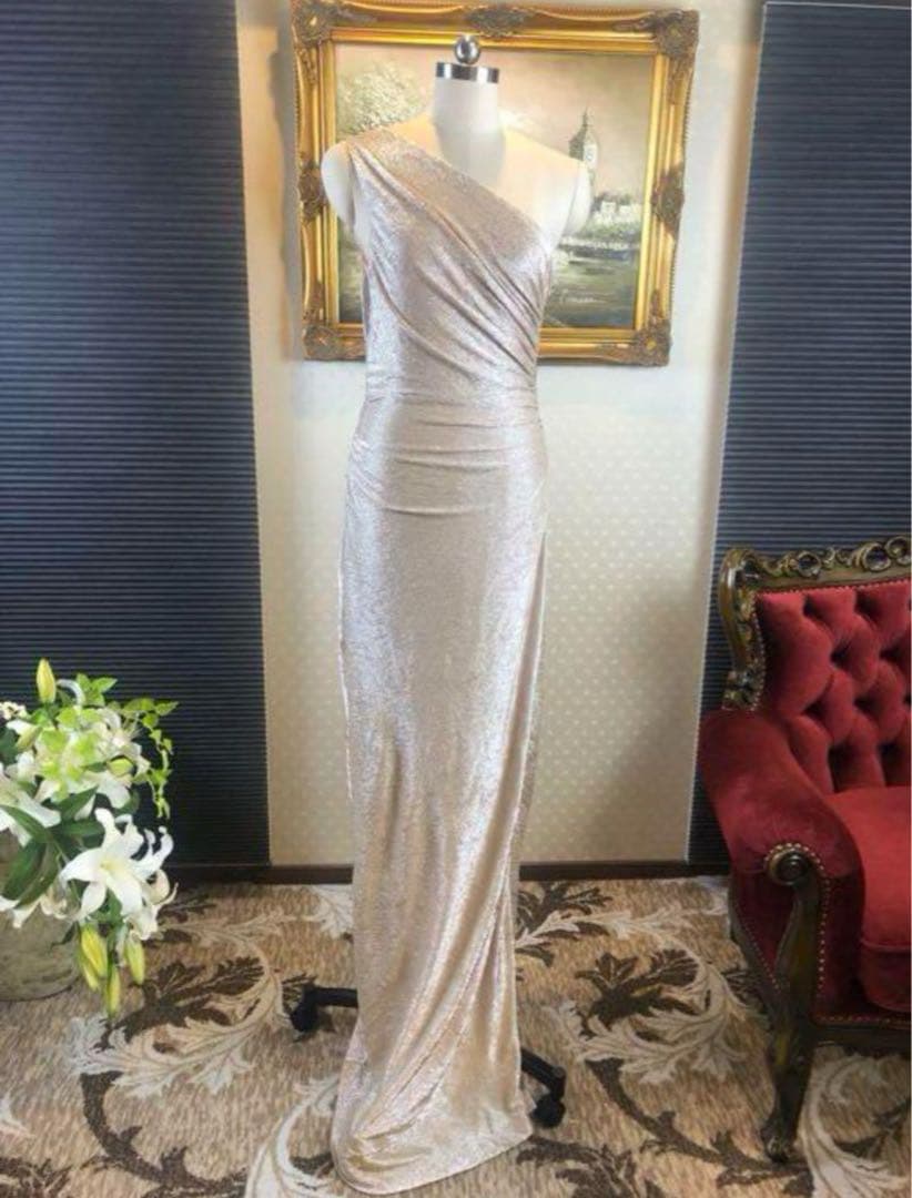   ゴールド サイズ6 ワンショルダー ドレス ロング