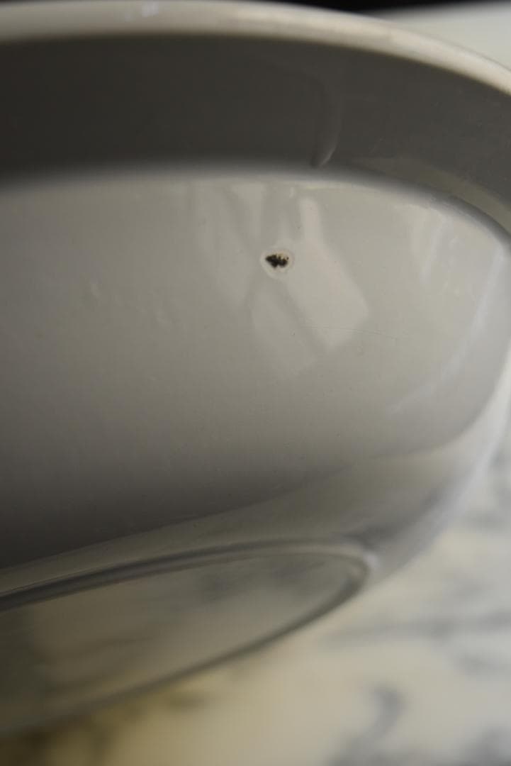 美品クレイユモントロー　白釉サラディエ（31㎝）フランスアンティーク