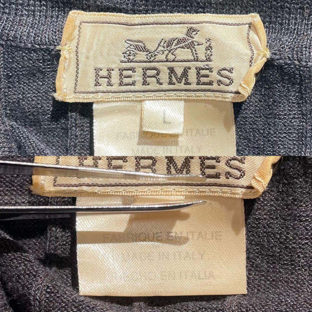 トップス HERMES Mint Knit Polo Shirt Linen Gray L
