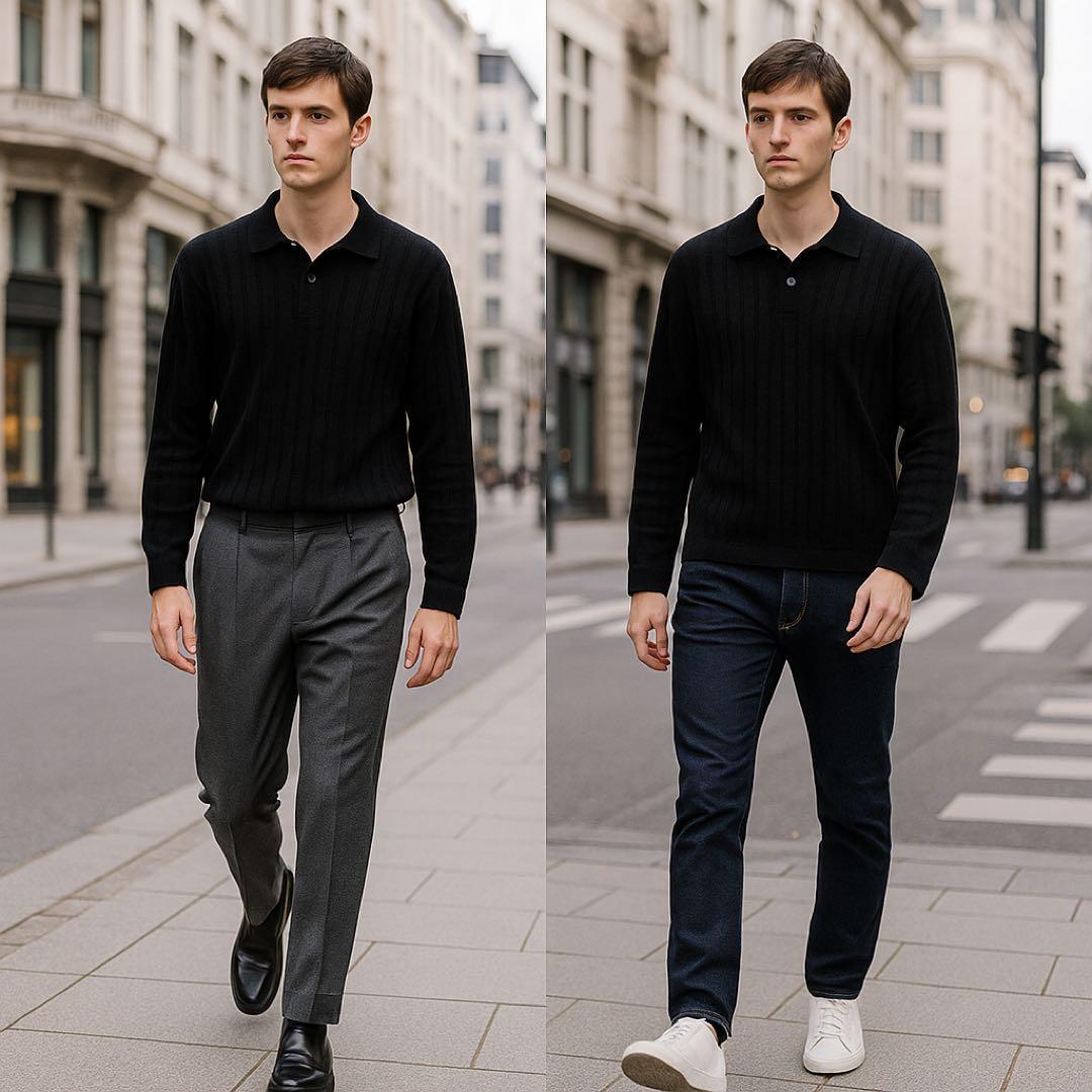 トップス HERMES Mint Knit Polo Shirt Linen Gray L