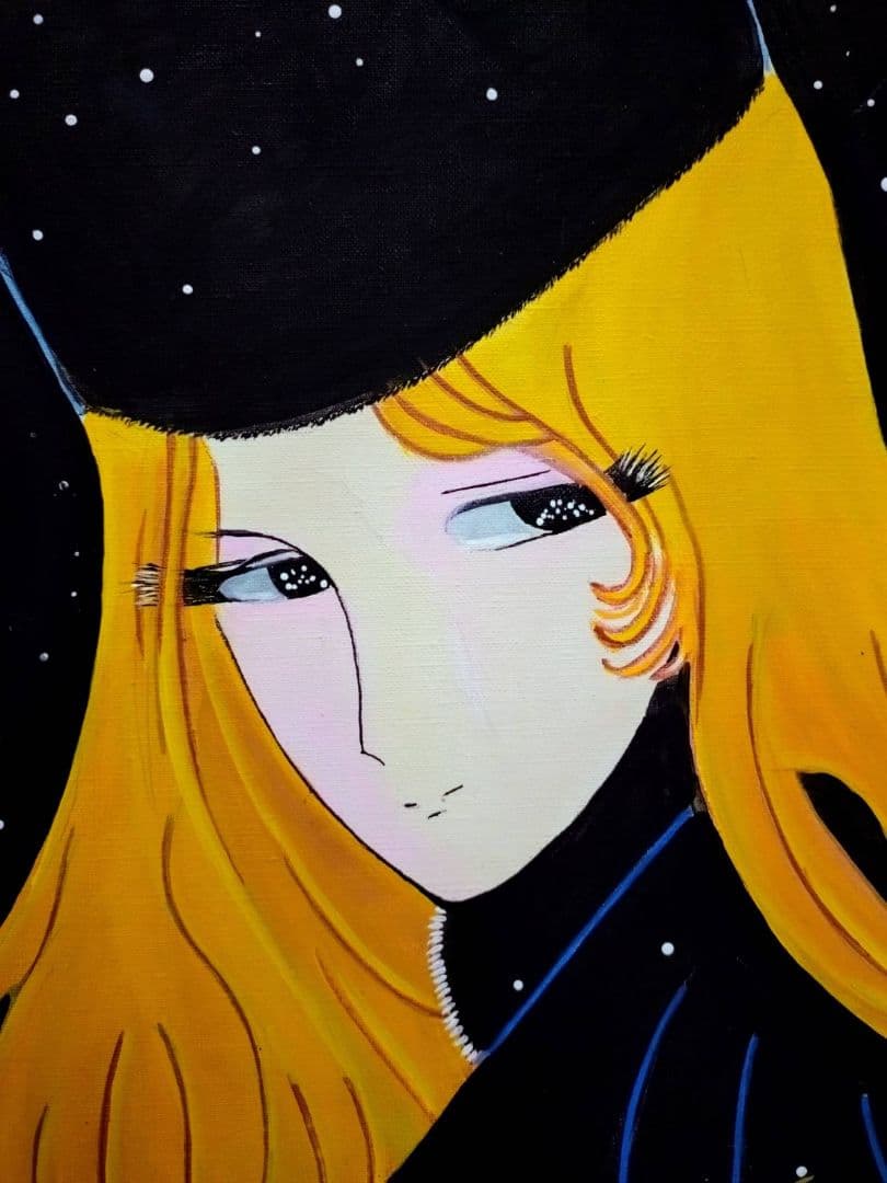 【F6号】松本零士【銀河鉄道999】手描き作品/表裏サイン/油彩/アクリル/額縁