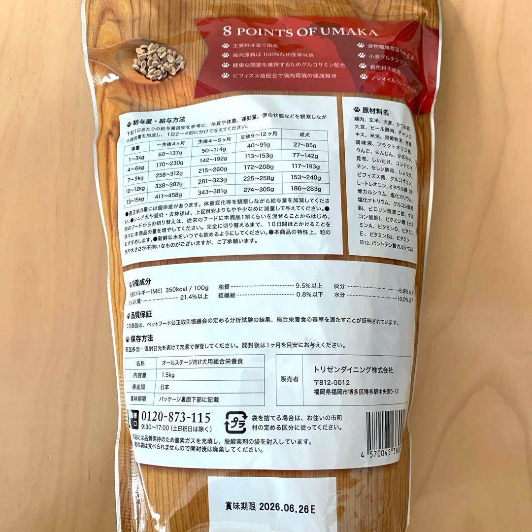 ピーたん【新品未開封】うまか プレミアムドッグフード 1.5kg ×3個