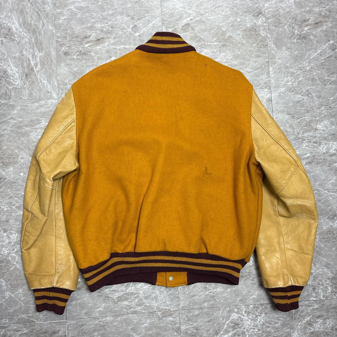 希少 70s ヴィンテージ スタジャン レターマンジャケット 42 レザー袖