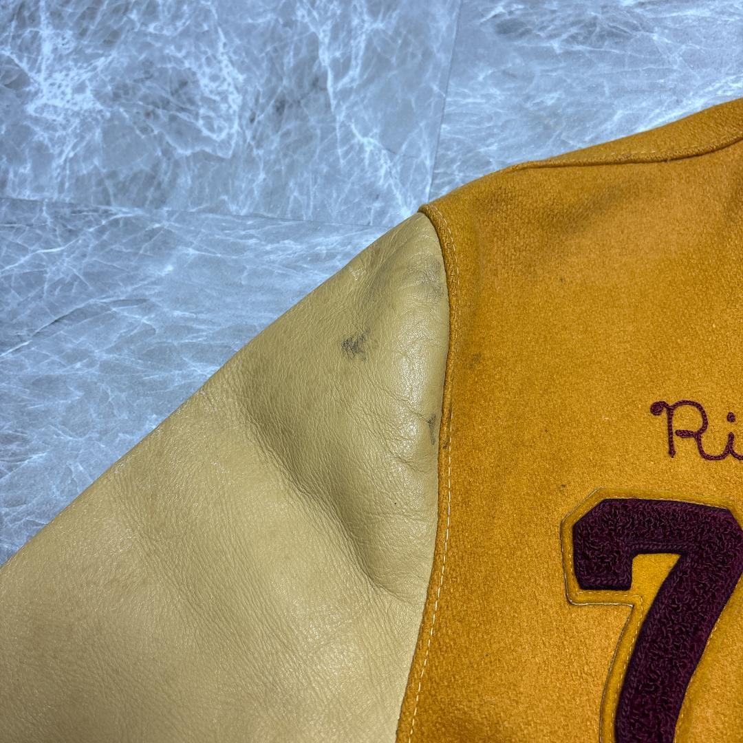 希少 70s ヴィンテージ スタジャン レターマンジャケット 42 レザー袖