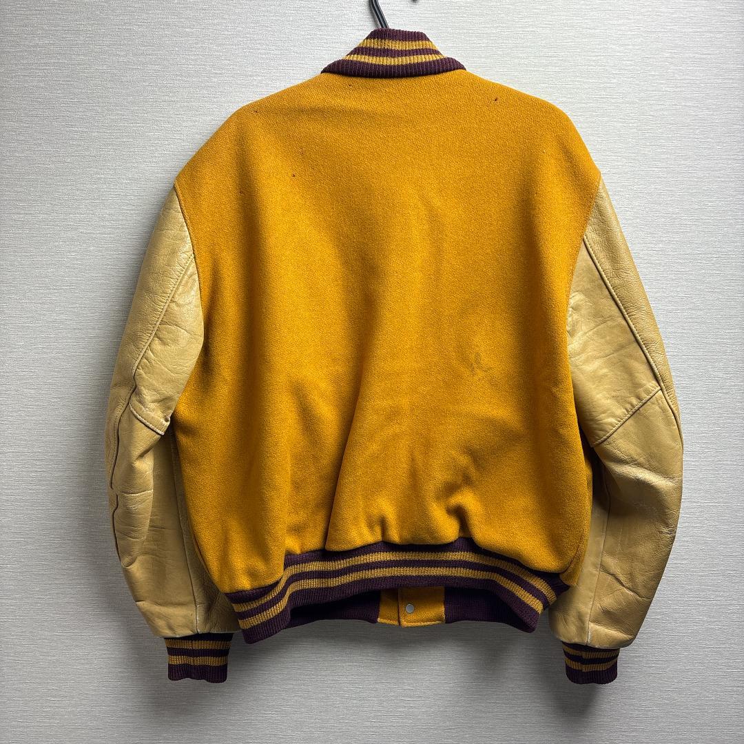 希少 70s ヴィンテージ スタジャン レターマンジャケット 42 レザー袖