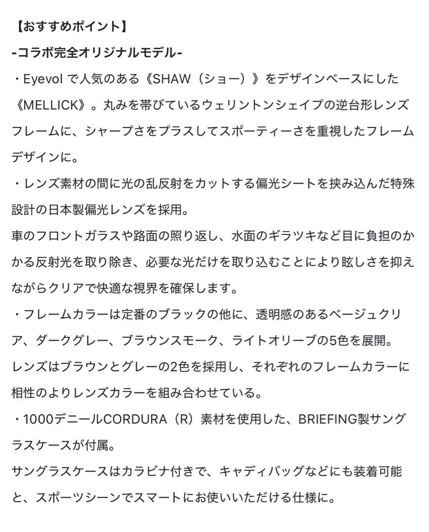 2025/BRIEFING x Eyevol MELLICK(52) サングラス