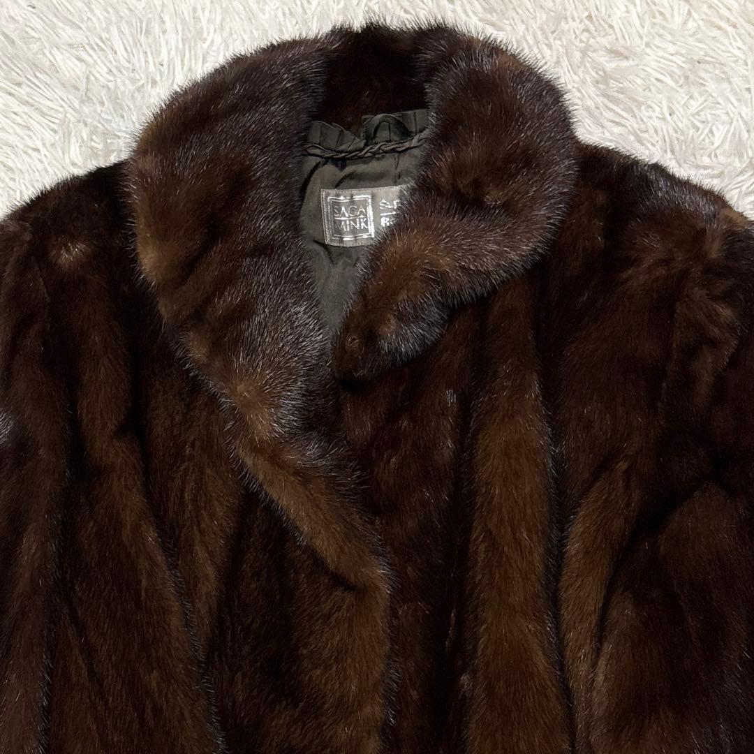 サガミンク L ショールカラー 毛皮 リアルファー銀タグ コート ジャケット
