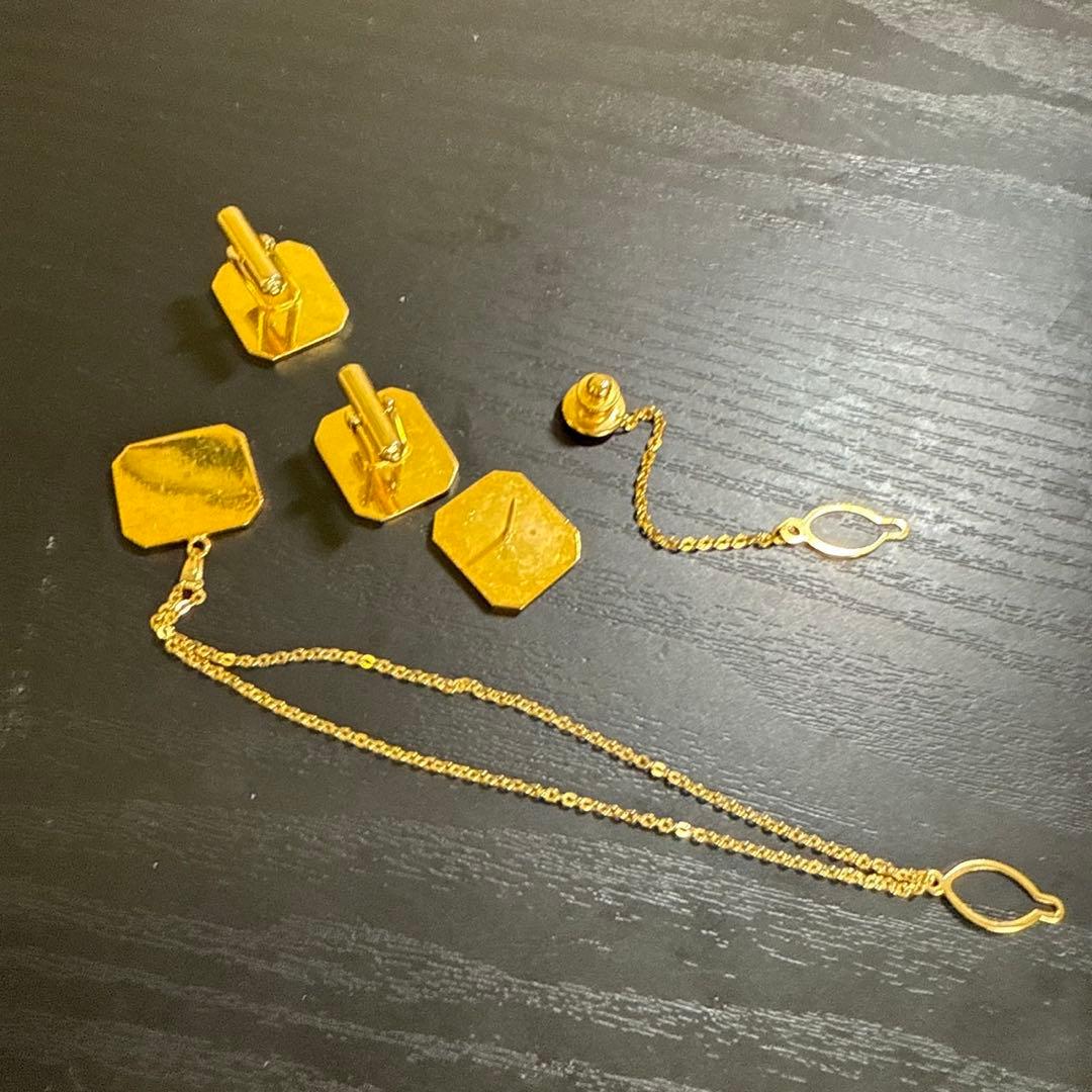 Cartier カルティエ　ビンテージカフス、タイタック、タイチェーンセット