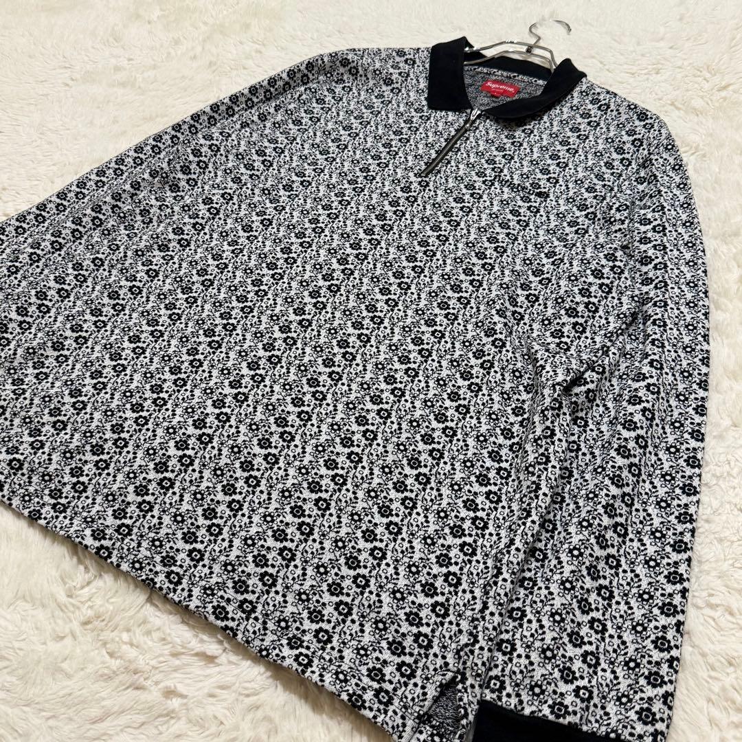 18AW シュプリーム フローラル ジャカード ハーフジップ ポロシャツ L