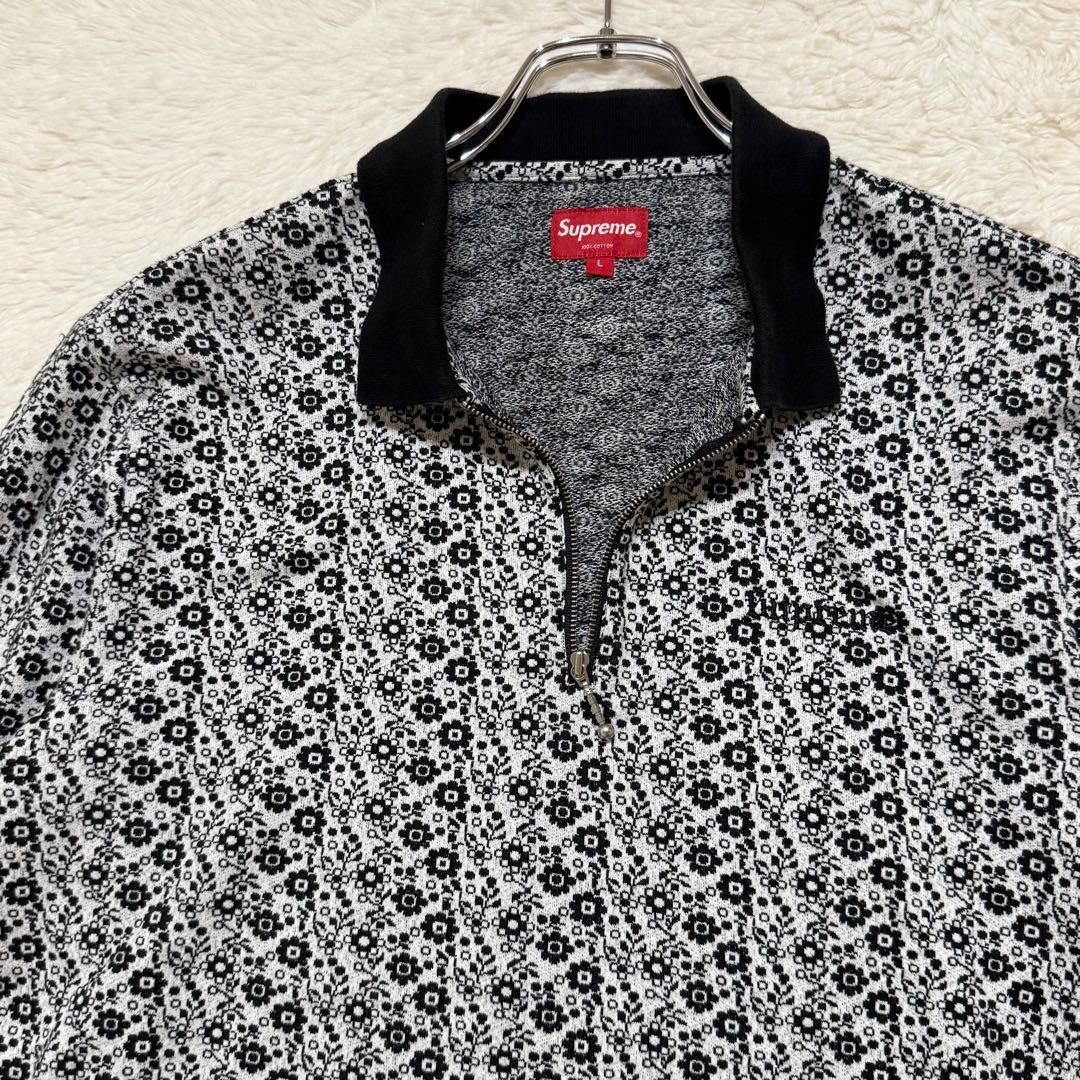 18AW シュプリーム フローラル ジャカード ハーフジップ ポロシャツ L