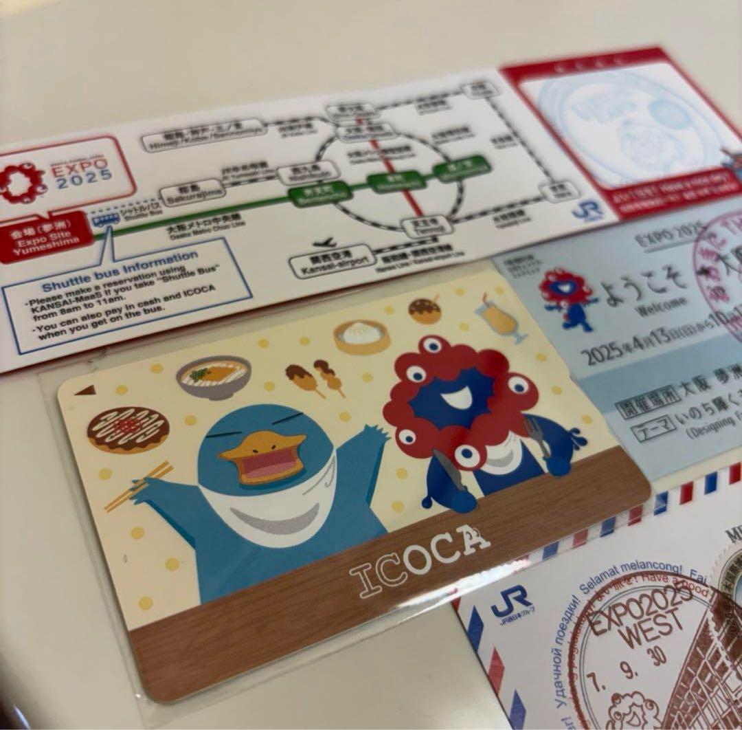 万博記念 ICOCA カード ミャクミャク 万博切手　記念切符　限定スタンプ