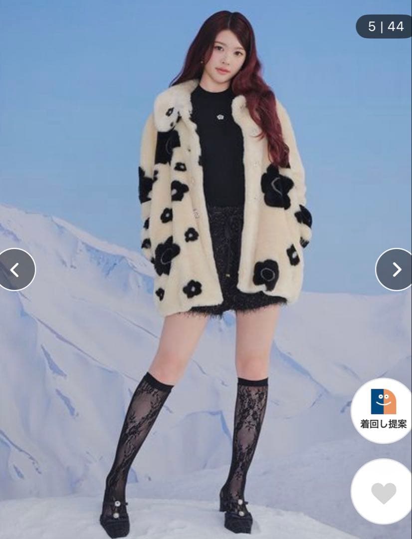 【LILY BROWN×MARY QUANT】デイジービジュー釦ファーコート