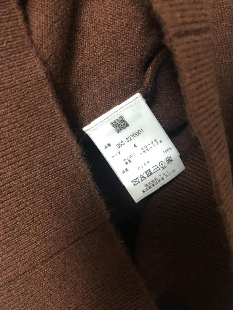 未使用 カシミヤ クルーネックニットセーター カシミヤ100% 4 M ブラウン