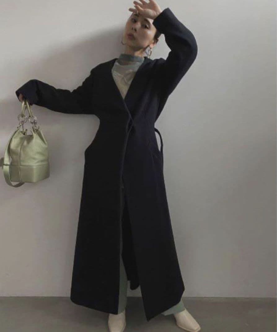 Ameri　WAIST SHAPE NO COLLAR COAT