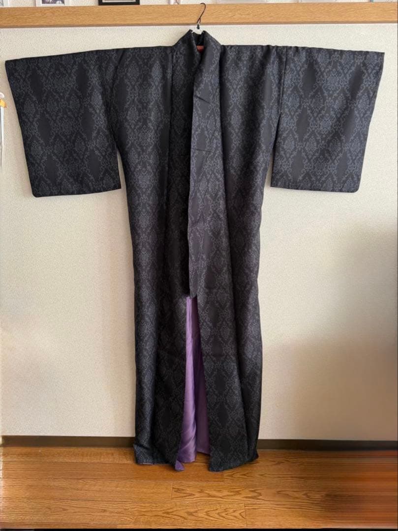 KIMONOMACHI 袷の着物　ブラックアラベスク　Lサイズ