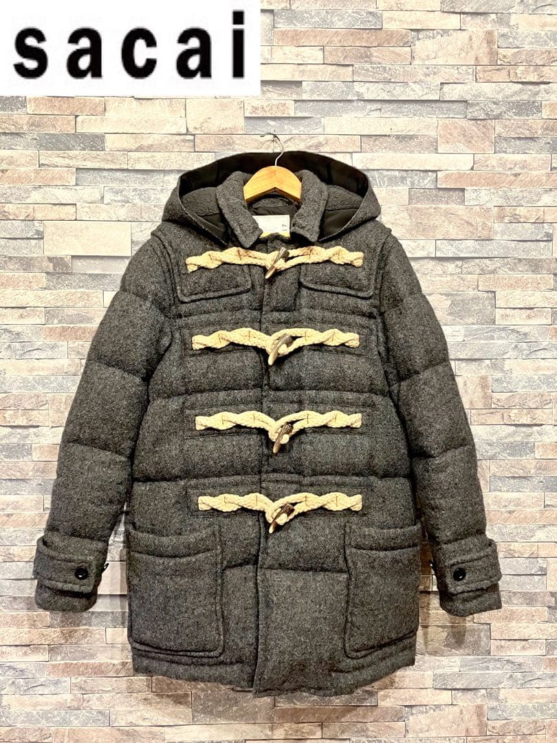 sacai ダッフルコート　ウール　グレー　トグル