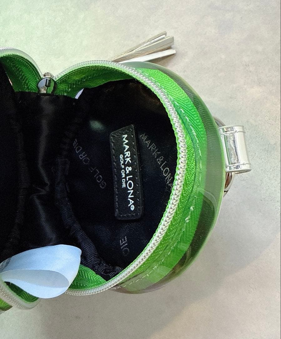 美品 ★ MARK&LONA ボールポーチ ケース マーク&ロナ 緑 バッグ