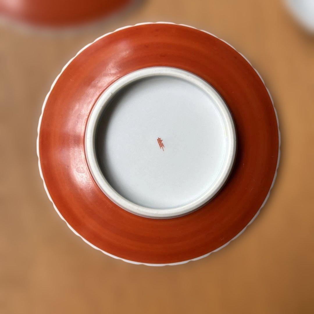 金沢九谷焼　赤絵皿セット　架谷庸子作