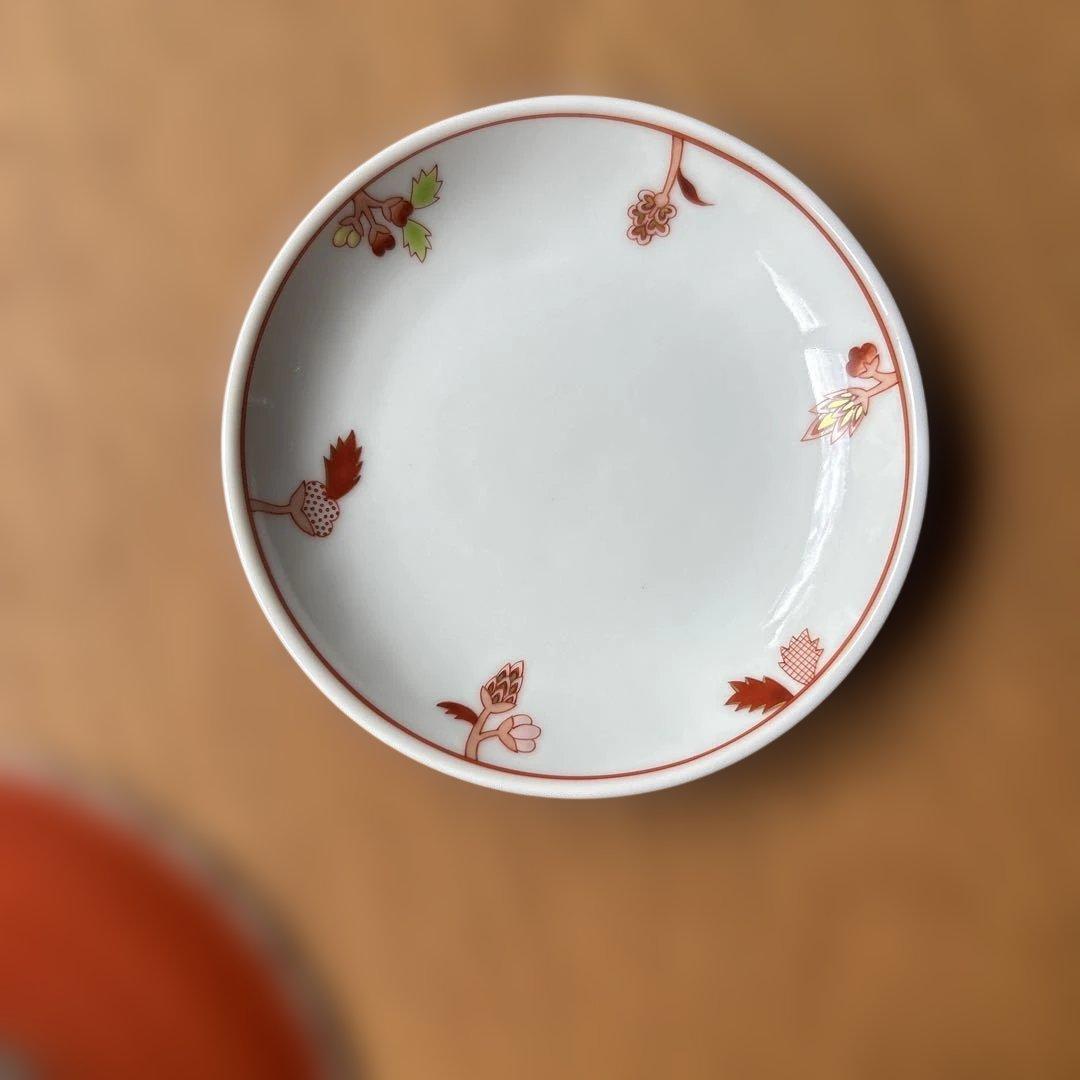 金沢九谷焼　赤絵皿セット　架谷庸子作