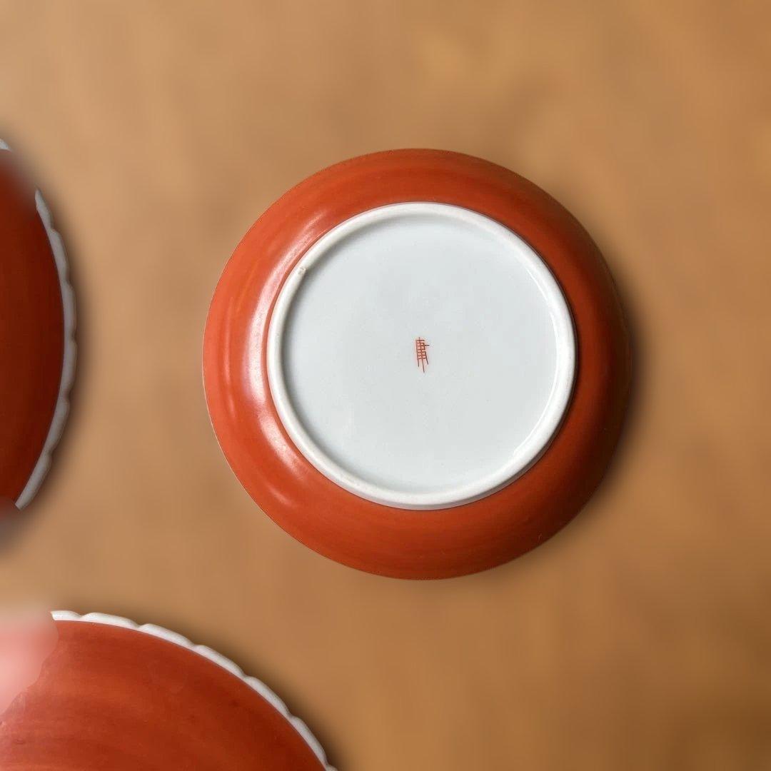 金沢九谷焼　赤絵皿セット　架谷庸子作