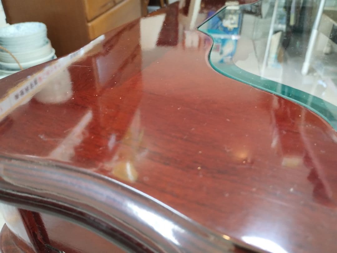 y　英国風ローテーブル　猫脚　ガラステーブル