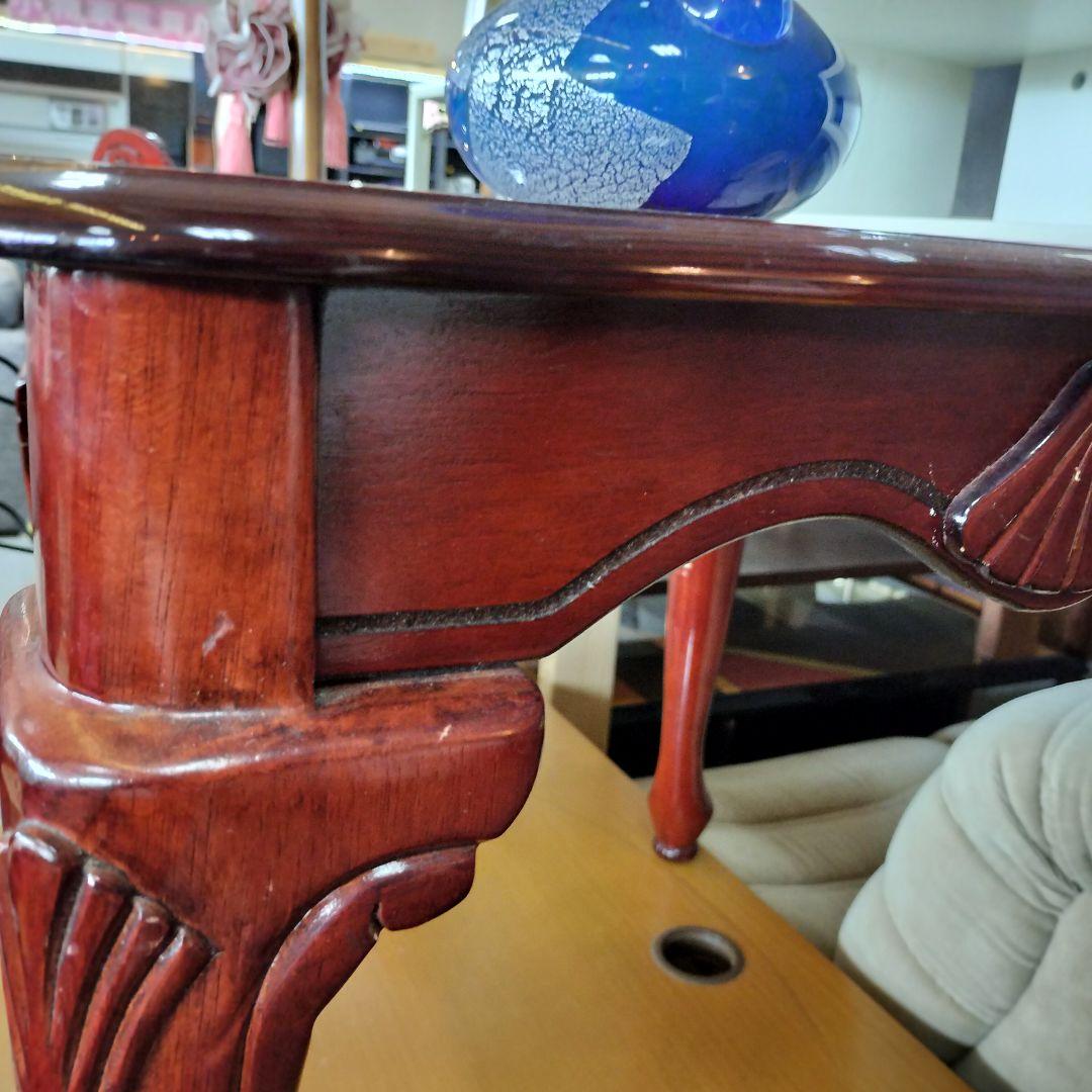 y　英国風ローテーブル　猫脚　ガラステーブル