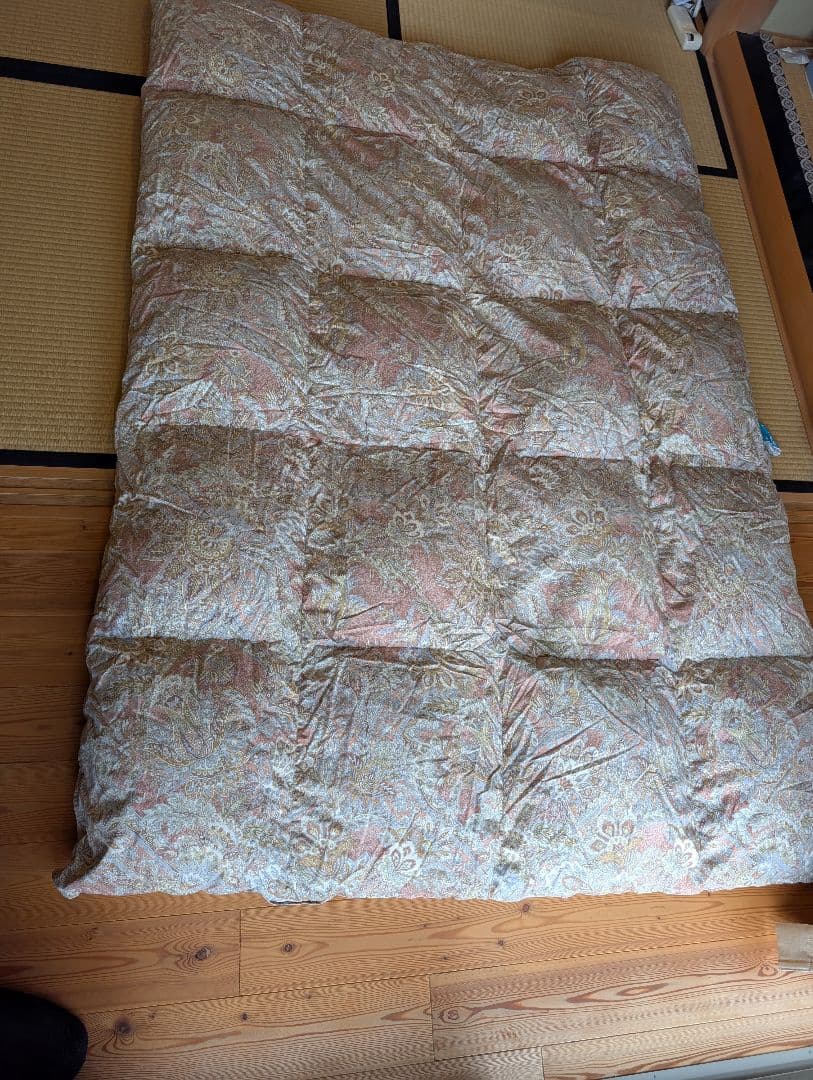花柄 シングルハンガリー産高級羽毛1.4kg掛け布団