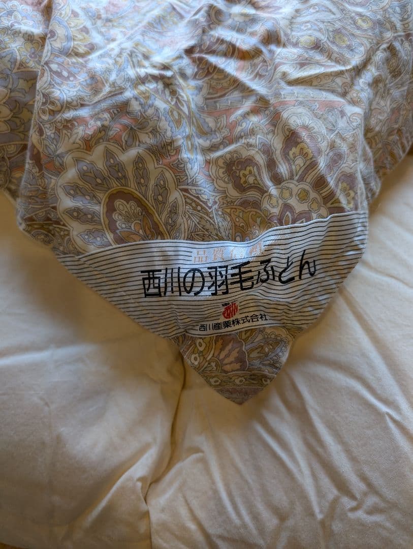 花柄 シングルハンガリー産高級羽毛1.4kg掛け布団