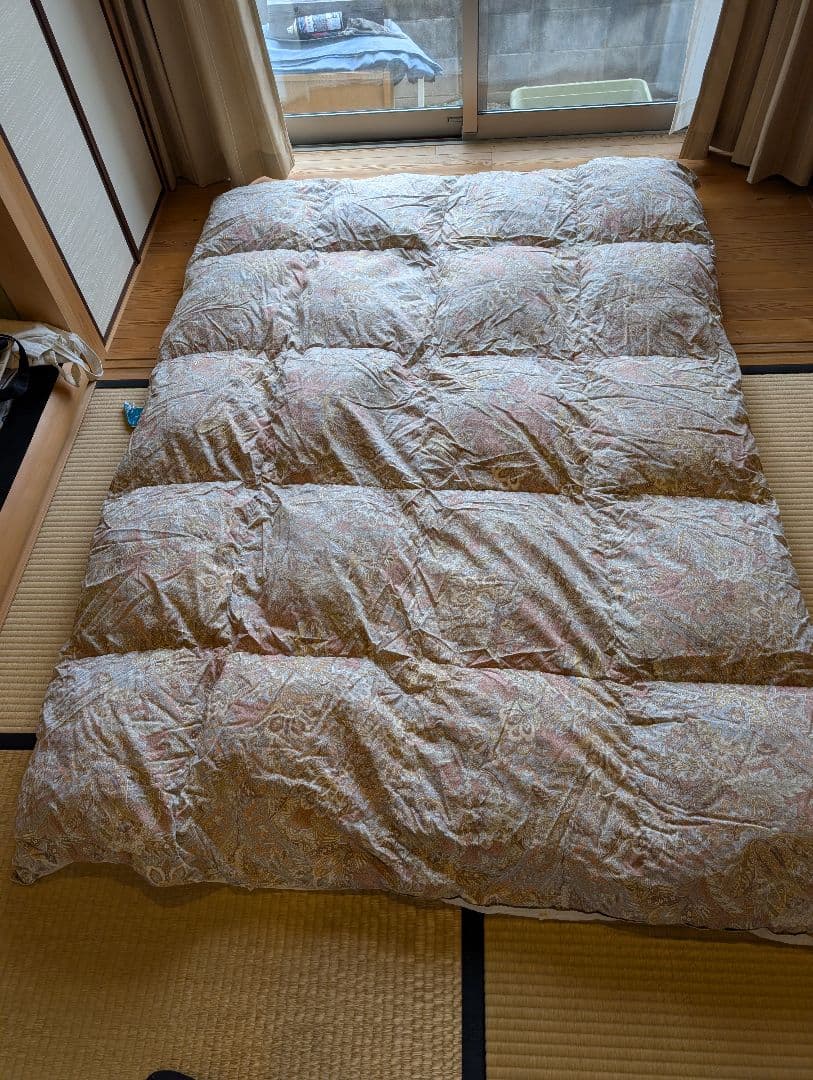 花柄 シングルハンガリー産高級羽毛1.4kg掛け布団