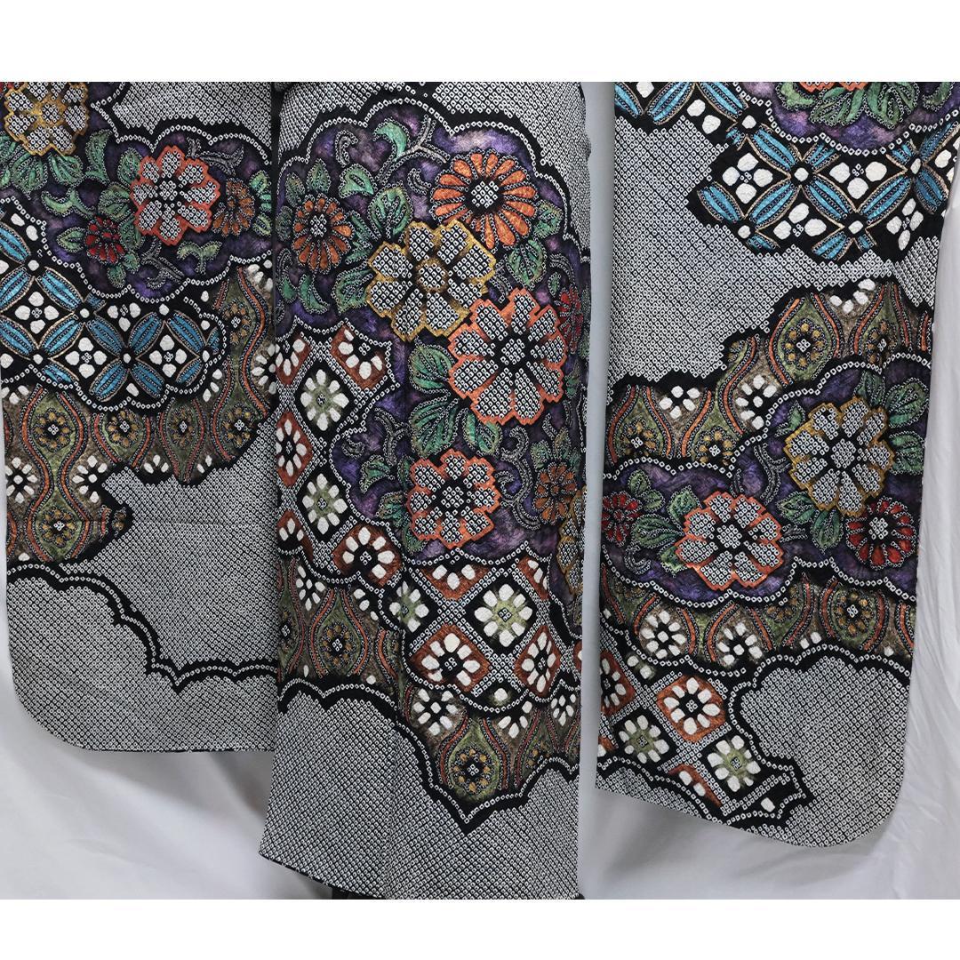 【美品】◆振袖セット◆丈165.5cmフルセット黒総絞り成人式前撮り正絹08HC