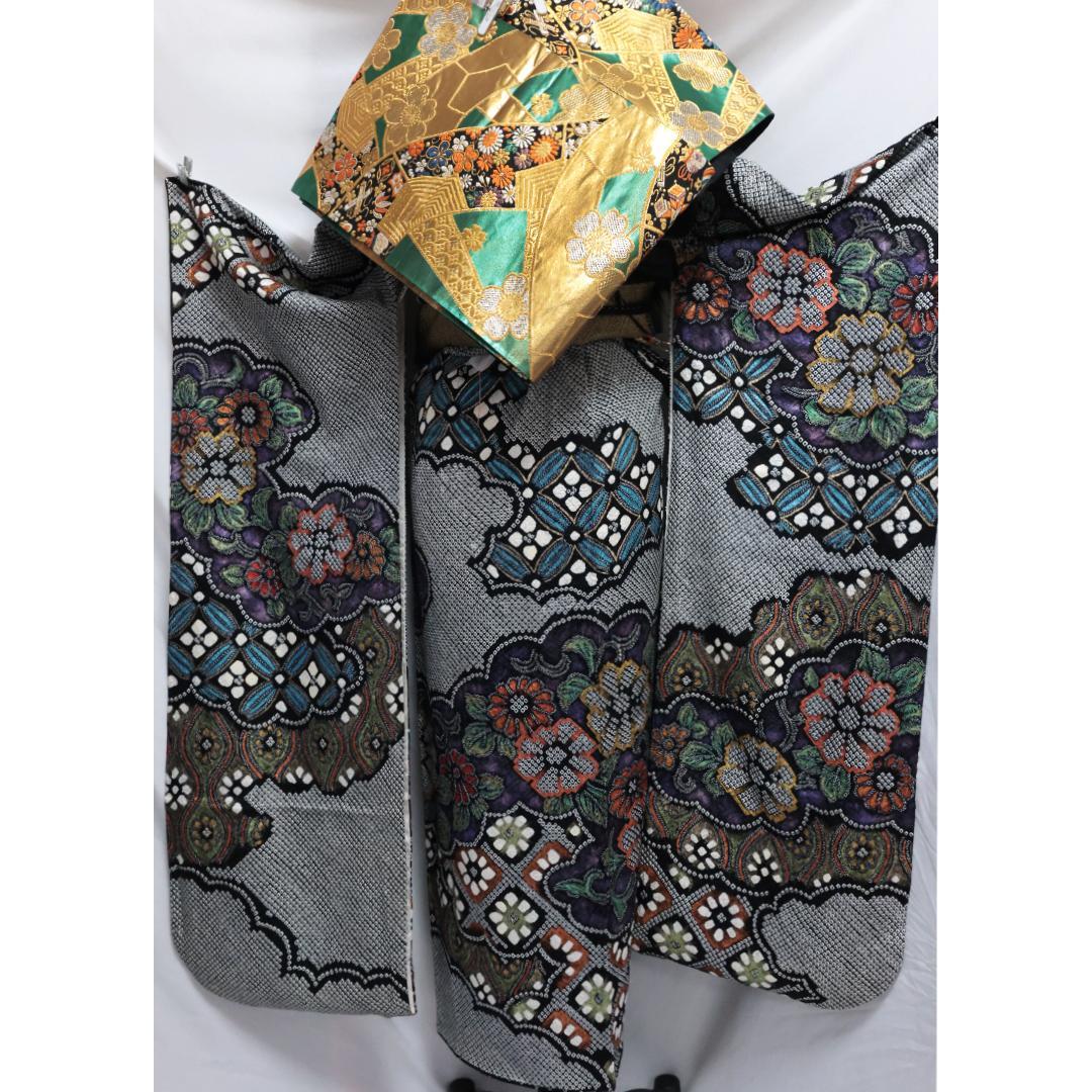 【美品】◆振袖セット◆丈165.5cmフルセット黒総絞り成人式前撮り正絹08HC